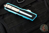 Microtech Scarab II- Single Edge- Turquoise Handle- Stonewash Plain Edge Blade 1278-10 TQ