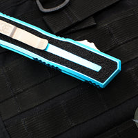 Microtech Scarab II- Single Edge- Turquoise Handle- Stonewash Plain Edge Blade 1278-10 TQ