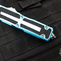 Microtech Scarab II- Single Edge- Turquoise Handle- Stonewash Plain Edge Blade 1278-10 TQ