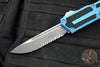 Microtech Scarab II 2024- Single Edge- Blue Handle- Apocalyptic Part Serrated Blade 1278-11 APBL