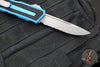 Microtech Scarab II 2024- Single Edge- Blue Handle- Apocalyptic Part Serrated Blade 1278-11 APBL