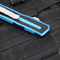 Microtech Scarab II- Single Edge- Blue Handle- Apocalyptic Part Serrated Blade 1278-11 APBL