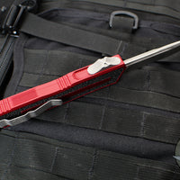 Microtech Scarab II- Single Edge- Red Handle- Apocalyptic Part Serrated Blade 1278-11 APRD