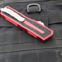 Microtech Scarab II- Single Edge- Red Handle- Apocalyptic Part Serrated Blade 1278-11 APRD