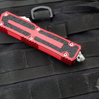 Microtech Scarab II- Single Edge- Red Handle- Apocalyptic Part Serrated Blade 1278-11 APRD