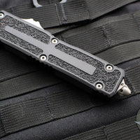 Microtech Scarab II 2024- Single Edge- Black Handle- Apocalyptic Part Serrated Blade 1278-11 AP