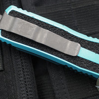 Microtech Scarab II- Single Edge- Turquoise Handle- Apocalyptic Part Serrated Blade 1278-11 APTQ