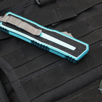 Microtech Scarab II- Single Edge- Turquoise Handle- Apocalyptic Part Serrated Blade 1278-11 APTQ