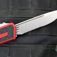 Microtech Scarab II- Single Edge- Red Handle- Stonewash Part Serrated Edge Blade 1278-11 RD