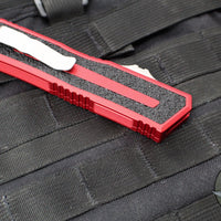Microtech Scarab II- Single Edge- Red Handle- Stonewash Part Serrated Edge Blade 1278-11 RD