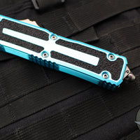 Microtech Scarab II 2024- Single Edge- Turquoise Handle- Stonewash Part Serrated Edge Blade 1278-11 TQ