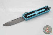 Microtech Scarab II- Single Edge- Turquoise Handle- Apocalyptic Part Serrated Blade 1278-11 APTQ
