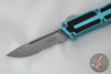 Microtech Scarab II- Single Edge- Turquoise Handle- Stonewash Part Serrated Edge Blade 1278-11 TQ