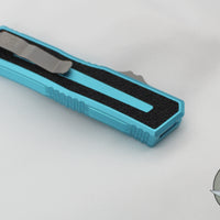 Microtech Scarab II- Single Edge- Turquoise Handle- Stonewash Part Serrated Edge Blade 1278-11 TQ