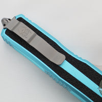 Microtech Scarab II- Single Edge- Turquoise Handle- Stonewash Part Serrated Edge Blade 1278-11 TQ