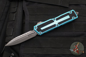 Microtech Scarab II- Double Edge- Turquoise Handle- Apocalyptic Full Serrated Edge Blade 1280-12 APTQ