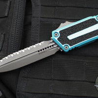 Microtech Scarab II- Double Edge- Turquoise Handle- Apocalyptic Full Serrated Edge Blade 1280-12 APTQ