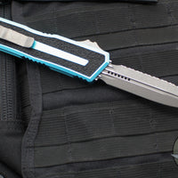 Microtech Scarab II- Double Edge- Turquoise Handle- Apocalyptic Full Serrated Edge Blade 1280-12 APTQ