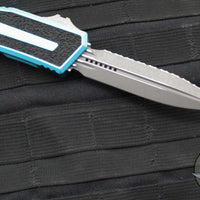 Microtech Scarab II- Double Edge- Turquoise Handle- Apocalyptic Full Serrated Edge Blade 1280-12 APTQ