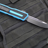 Microtech Scarab II 2024- Single Edge- Blue Handle- Black Plain Edge Blade 1278-1 BL