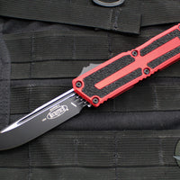 Microtech Scarab II- Single Edge- Red Handle- Black Plain Edge Blade 1278-1 RD