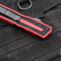 Microtech Scarab II- Single Edge- Red Handle- Black Plain Edge Blade 1278-1 RD