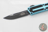 Microtech Scarab II- Single Edge- Turquoise Handle- Black Plain Edge Blade 1278-1 TQ