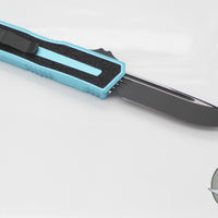 Microtech Scarab II- Single Edge- Turquoise Handle- Black Plain Edge Blade 1278-1 TQ