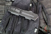 *PRE-OWNED* Microtech Scarab II- Tactical- Single Edge- Black Handle- Black Plain Edge Blade 1278-1 T