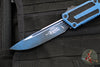 Microtech Scarab II- Gen III- Single Edge- Weathered Blue Handle- Weathered Blue Black Plain Edge Blade 1278-1 WBL