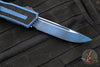 Microtech Scarab II- Gen III- Single Edge- Weathered Blue Handle- Weathered Blue Black Plain Edge Blade 1278-1 WBL