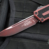 Microtech Scarab II- Gen III- Single Edge- Weathered Crimson Handle- Weathered Crimson Black Plain Edge Blade 1278-1 WCN