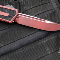 Microtech Scarab II- Gen III- Single Edge- Weathered Crimson Handle- Weathered Crimson Black Plain Edge Blade 1278-1 WCN