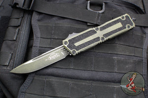 Microtech Scarab II- Gen III- Single Edge- Weathered Grenade Green Handle- Weathered Grenade Green Black Plain Edge Blade 1278-1 WGG