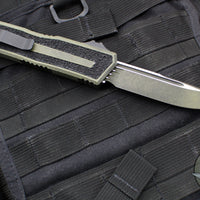 Microtech Scarab II- Gen III- Single Edge- Weathered Grenade Green Handle- Weathered Grenade Green Black Plain Edge Blade 1278-1 WGG