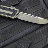 Microtech Scarab II- Gen III- Single Edge- Weathered Grenade Green Handle- Weathered Grenade Green Black Plain Edge Blade 1278-1 WGG