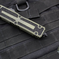 Microtech Scarab II- Gen III- Single Edge- Weathered Grenade Green Handle- Weathered Grenade Green Black Plain Edge Blade 1278-1 WGG