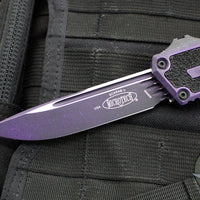 Microtech Scarab II- Gen III- Single Edge- Weathered Purple Handle- Weathered Purple Black Plain Edge Blade 1278-1 WPU