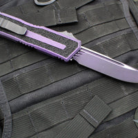 Microtech Scarab II- Gen III- Single Edge- Weathered Purple Handle- Weathered Purple Black Plain Edge Blade 1278-1 WPU