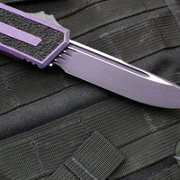 Microtech Scarab II- Gen III- Single Edge- Weathered Purple Handle- Weathered Purple Black Plain Edge Blade 1278-1 WPU