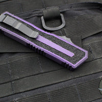 Microtech Scarab II- Gen III- Single Edge- Weathered Purple Handle- Weathered Purple Black Plain Edge Blade 1278-1 WPU