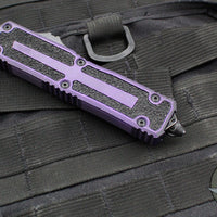 Microtech Scarab II- Gen III- Single Edge- Weathered Purple Handle- Weathered Purple Black Plain Edge Blade 1278-1 WPU