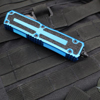 Microtech Scarab II 2024- Single Edge- Blue Handle- Black Part Serrated Edge Blade 1278-2 BL