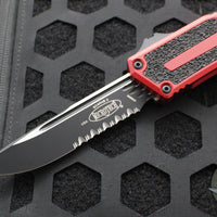 Microtech Scarab II- Single Edge- Red Handle- Black Part Serrated Edge Blade 1278-2 RD