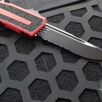 Microtech Scarab II- Single Edge- Red Handle- Black Part Serrated Edge Blade 1278-2 RD