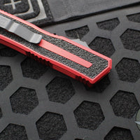 Microtech Scarab II- Single Edge- Red Handle- Black Part Serrated Edge Blade 1278-2 RD