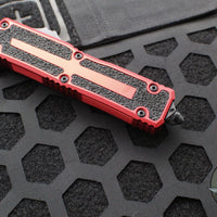 Microtech Scarab II- Single Edge- Red Handle- Black Part Serrated Edge Blade 1278-2 RD