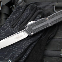 Microtech Scarab II- Tanto Edge- Black Finished Handle- Stonewash Plain Edge Blade 1279-10