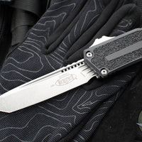 Microtech Scarab II- Tanto Edge- Black Finished Handle- Stonewash Plain Edge Blade 1279-10