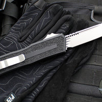 Microtech Scarab II- Tanto Edge- Black Finished Handle- Stonewash Plain Edge Blade 1279-10